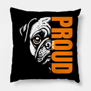 Majestic Pug Design: Unleashing Proud in Every Detail Pillow