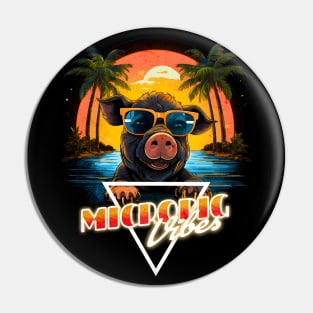 Retro Wave Happy Micro Pig Vibes Pin