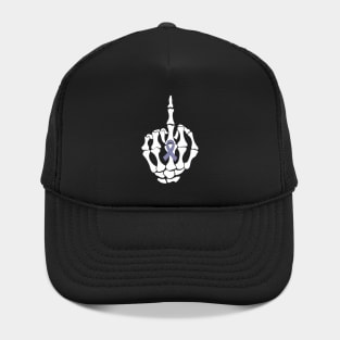 Fuck Esophageal Cancer Middle Finger Periwinkle Ribbon Hat