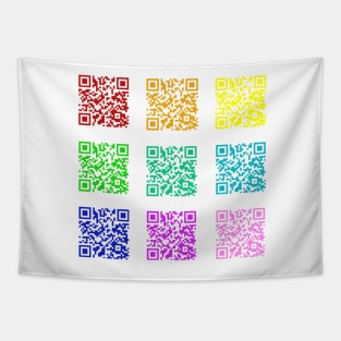 Rainbow Rickroll QR Code Sticker Pack Tapestry