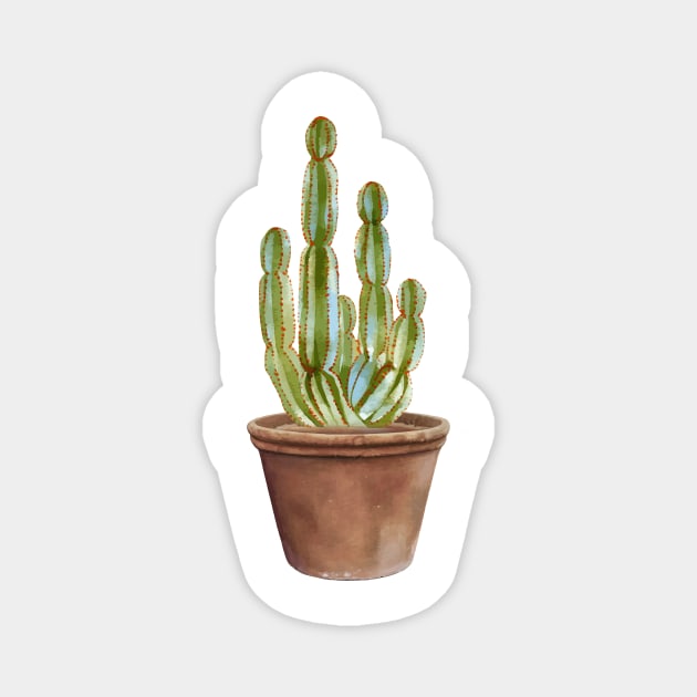 Hand painted Watercolor Cactus in Terracotta pot Magnet by SouthPrints