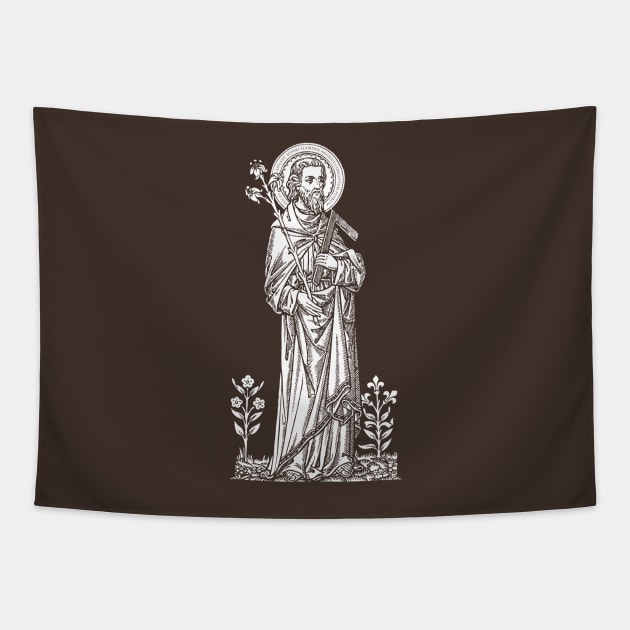 St. Joseph - chocolate brown bkg Tapestry by DeoGratias