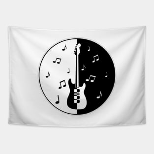 Guitar Night, Black and White Tapestry