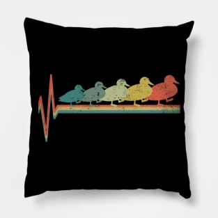 Duck Heartbeat Retro Pillow