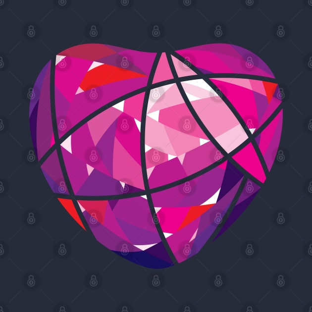 Pink Heart Diamond Crystal by GeeTee