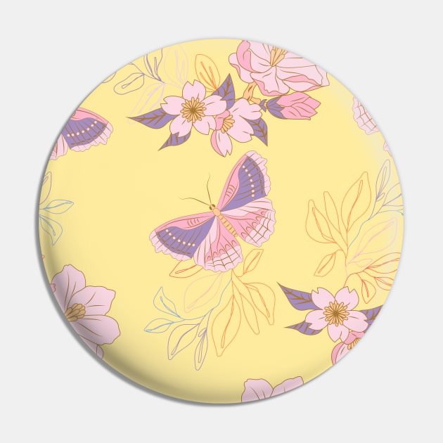 Butterfly Floral Pattern Pin by Kraina