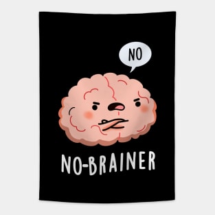 No Brainer Cute Anatomy Brain Pun Tapestry