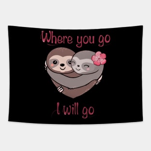 Sloth lover heart and hug Tapestry