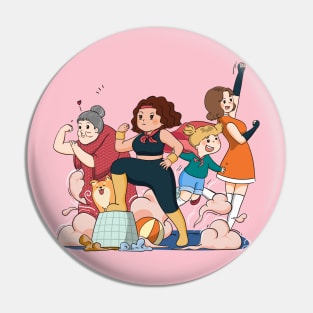 Superwoman Cartoon Illustration Pin