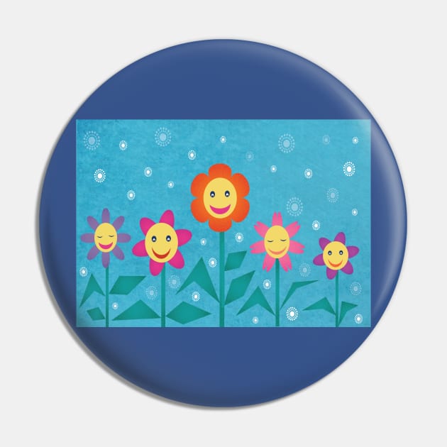 Happy flowers Pin by aanygraphic