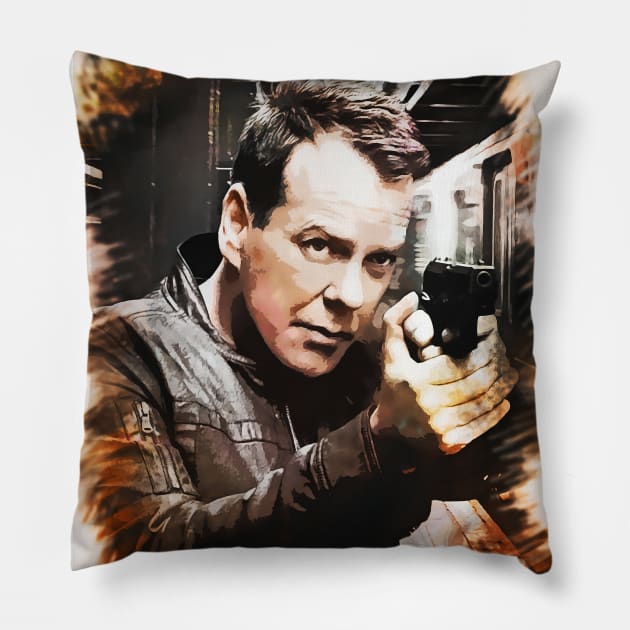 Jack Bauer Portrait Pillow by Naumovski