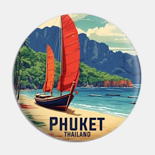 Phuket Thailand Vintage Retro Travel Tourism 2 Pin