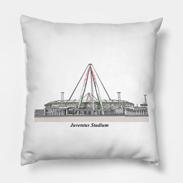 Drawing of Allianz Stadium @ Juventus FC Pillow by Roza@Artpage