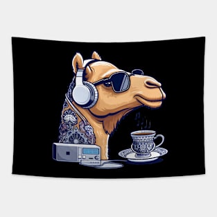 A camel listening to music Tapestry