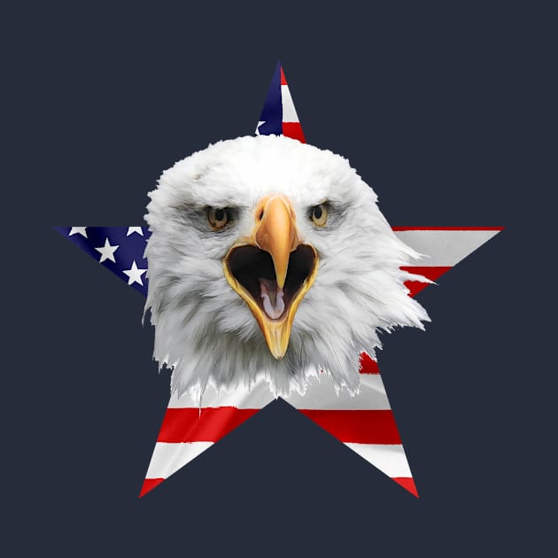 Crying Bold Eagle American Flag, Star by funfun