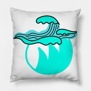 blue green water waves design Pillow
