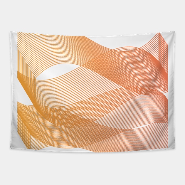 Geometric orange pattern waves Tapestry by carolsalazar