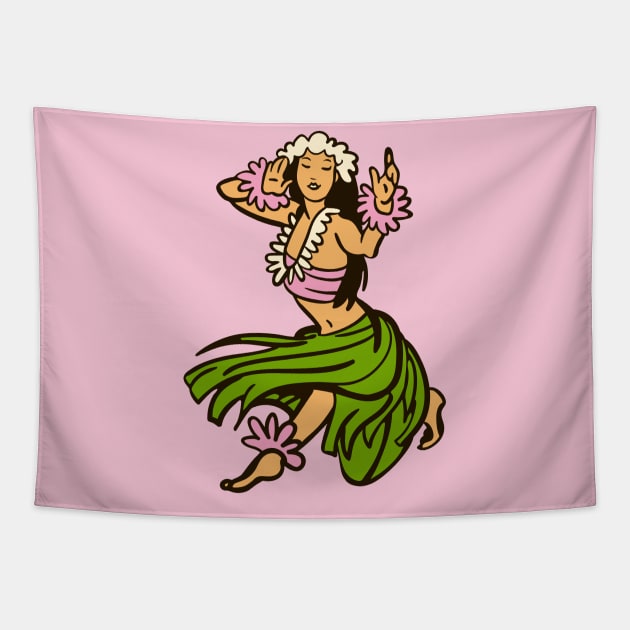 Hawaiian Hula Dancer Illustration Tapestry by SLAG_Creative