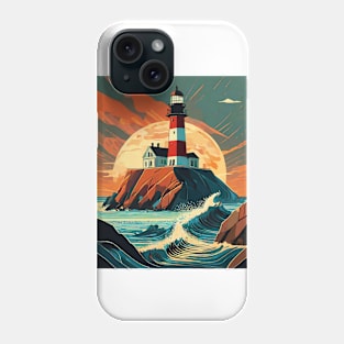Coastal Beacon at Sunset with lighthouse Phone Case