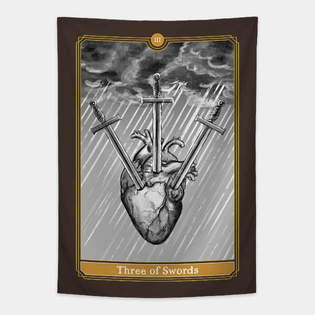 Three of Swords Tapestry by hiyas