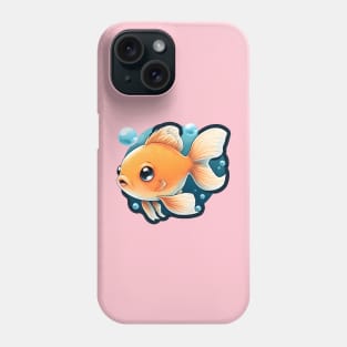 Beautiful goldfish with big eyes and bubbles Phone Case