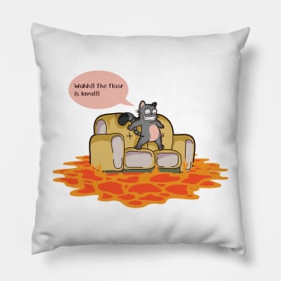 Never Grow Up Shirt Floor Is Lava T Shirt Funny Cat Comic Pillow