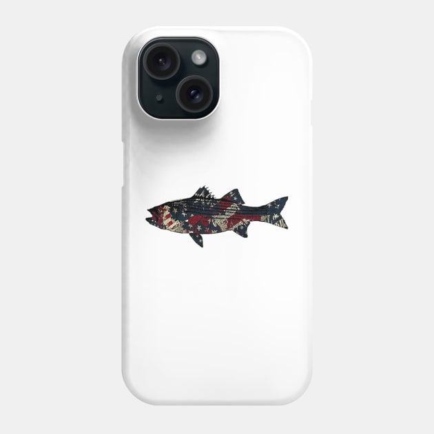 Striped Bass American Flag Phone Case by Hook Ink