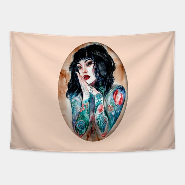 girl with tatoos Tapestry by Tina_Host