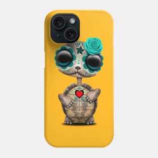 Blue Day of the Dead Sugar Skull Baby Turtle Phone Case