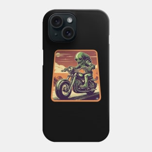 Alien motorcycle rider Phone Case