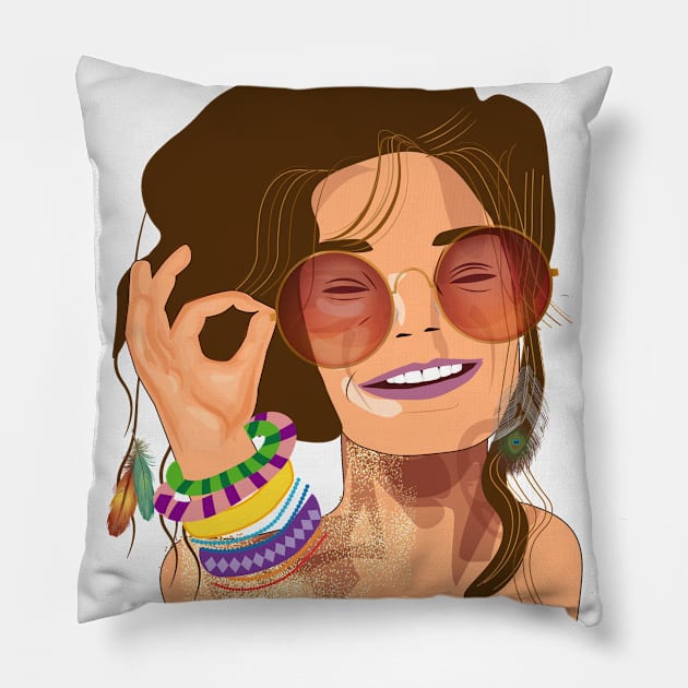 Janis Joplin Pillow by Olfa's Digital Art 