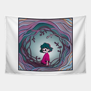 The Japanese introvert masked girl 4 - Yabisan vector art - Tapestry