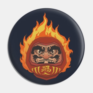 Japanese Traditional Daruma Doll Burning Daruma Pin