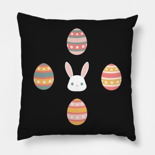 Easter Bunny and Easter Egg Pattern in Baby Blue Pillow