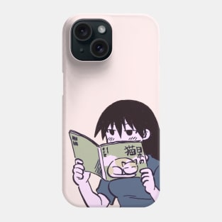 I draw pink pastel sakaki reading a cute cat picture book / azumanga daioh manga Phone Case