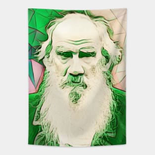 Leo Tolstoy Green Portrait | Leo Tolstoy Artwork 8 Tapestry