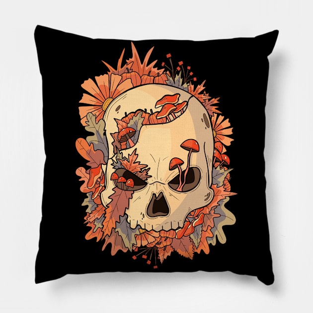 Fierce autumn skull Pillow by Swadeillustrations