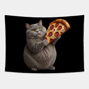 CUTE FAT CAT PIZZA Tapestry