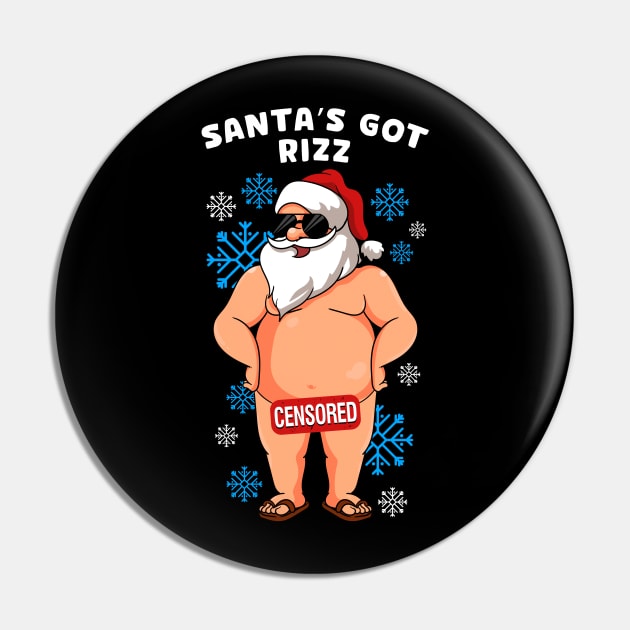 Inappropriate Naughty Santa Rizz Men Women Ugly Christmas Pin by KsuAnn