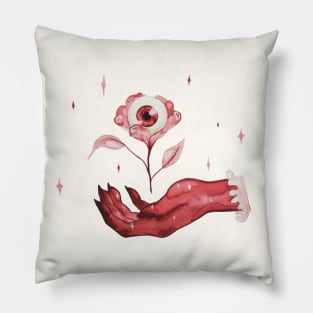 Spooky cute eyeball rose Pillow