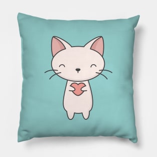 Kawaii Cute Cat With Heart T-Shirt Pillow