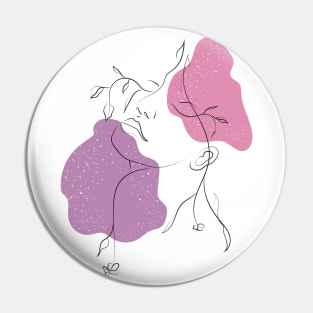 Lady Floral Abstract Sketch | Positivity Pin