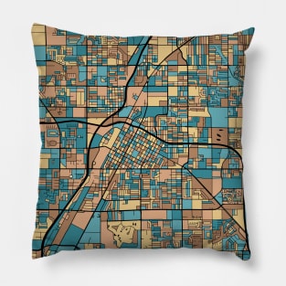 Las Vegas Map Pattern in Mid Century Pastel Pillow