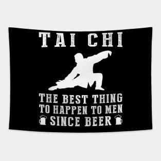 Flow and Sip: 'Tai-Chi - Better Than Beer & Wine' Funny T-Shirt Tapestry