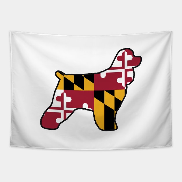 Cocker Spaniel Silhouette with Maryland Flag Tapestry by Coffee Squirrel