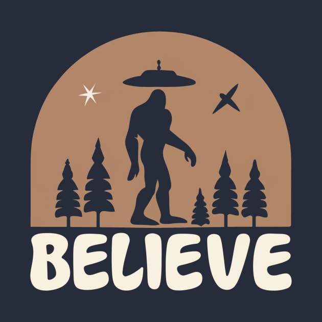 Believe UFO and Bigfoot Nature Design by TeeTrendz