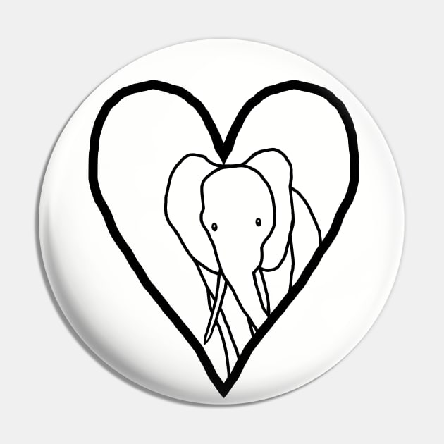 My Valentine Elephant Line Drawing Pin by ellenhenryart