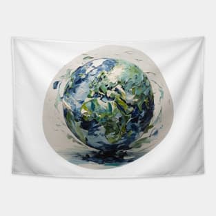 Impasto oils capture the floating globe Tapestry