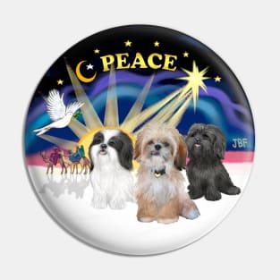 "Christmas Sunrise" Featuring Three Adorable Shih Tzus Pin