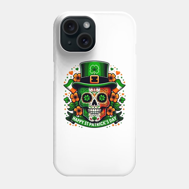 St Patricks Day 2024. Irish Skull Men Phone Case by BukovskyART